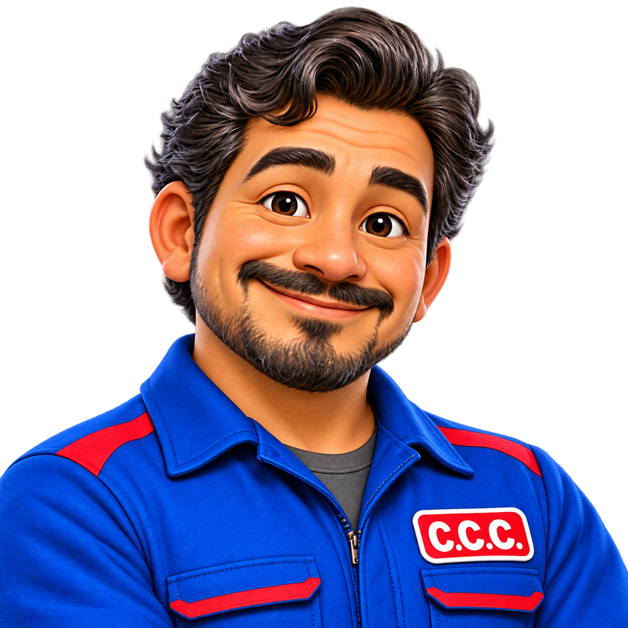 Close-up of the friendly C.C.C. mechanic mascot